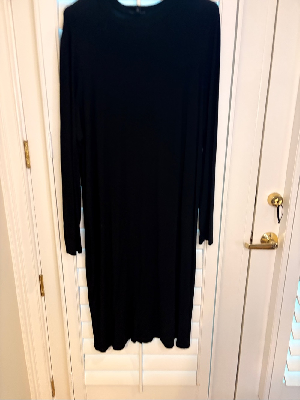 Eileen Fisher Black Long-Sleeve Midi Dress XL Elegant